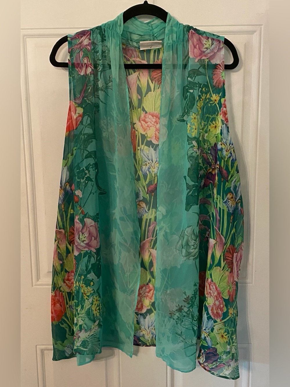 Susan Graver Semi Sheer Floral Ruana Kimono